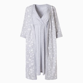 Комплект женский (сорочка/халат) для беременных, цвет светло-серый, размер 54