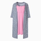 Комплект женский (сорочка/халат) для беременных, цвет серый, размер 52 - Фото 2