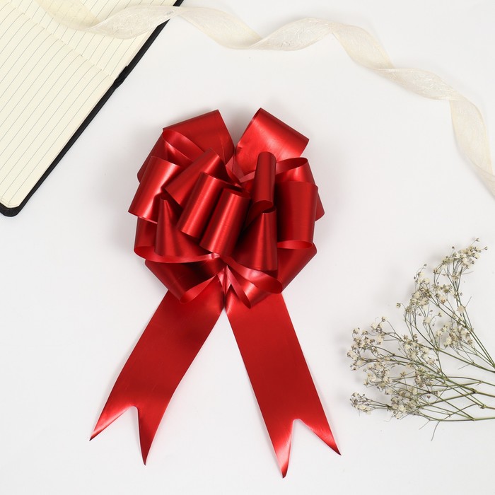 Подарочный бант - шар №4.5, красный, для упаковки подарков - Фото 1