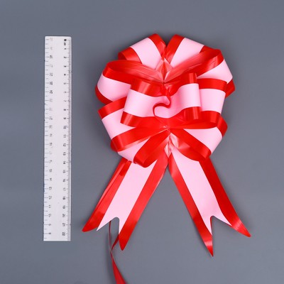 Подарочный бант - шар №5, красно - розовый, для упаковки подарков