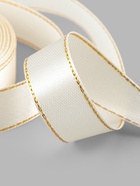 Лента атласная, с золотым люрексом, 15 мм, 23±1 м, светло-бежевая №008 - Фото 4