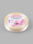 Лента атласная, с золотым люрексом, 15 мм, 23±1 м, светло-бежевая №008 - Фото 5