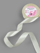 Лента атласная, с серебряным люрексом, 25 мм, 23±1 м, светло-бежевая №08 - Фото 2