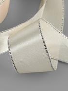 Лента атласная, с серебряным люрексом, 25 мм, 23±1 м, светло-бежевая №08 - Фото 3