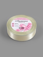 Лента атласная, с серебряным люрексом, 25 мм, 23±1 м, светло-бежевая №08 - Фото 4