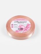 Лента атласная, с золотым люрексом, 15 мм, 23±1 м, светло-розовая №107 - Фото 5