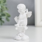 Сувенир полистоун "Белоснежный ангел задумчивый на колонне с цветами" МИКС 7,5х3х3 см - фото 6776118