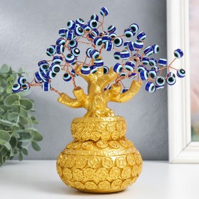 Сувенир бонсай 'Денежное дерево в золотом горшке' 96 глазков 20х9х17 см