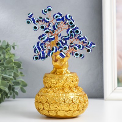 Сувенир бонсай "Денежное дерево в золотом горшке" 96 глазков 20х9х17 см