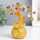 Сувенир бонсай "Денежное дерево в золотом мешке" 16 глазиков, 32 монеты 15х6,5х6 см - Фото 1