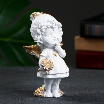 Фигурка полистоун «Ангел с цветком», 8×7×14 см