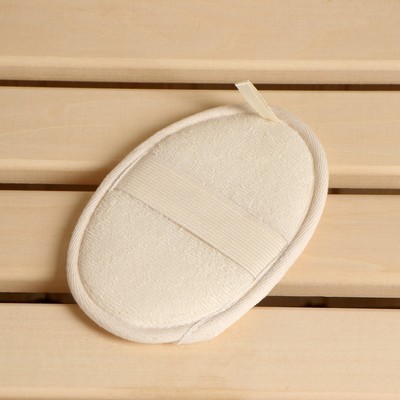 Мочалка из люфы, спонж овальный с хлопком, 16×11 см