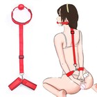 Кляп с наручниками, регулируемые ремни, неопрен, стропа, PVC красный - Фото 7