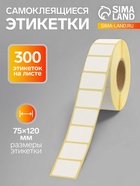 Термоэтикетка 75×120 мм, диаметр втулки=40 мм, 300 этикеток, трехслойная - Фото 1
