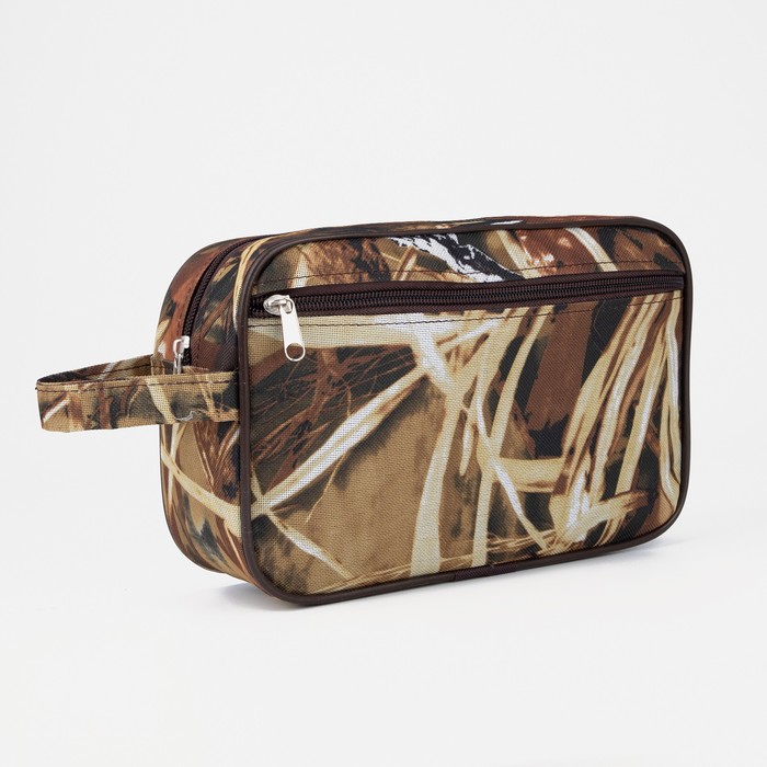 Косметичка на молнии, цвет коричневый/листва - Фото 1