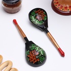 Ложка деревянная «Чернушка», полубаская, 19×6 см, хохлома, МИКС - Фото 1