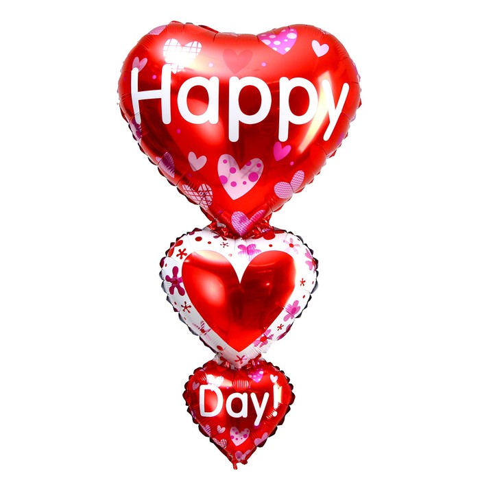 Шар фольгированный 39 «Три сердца: счастливый день»