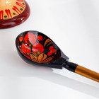 Ложка деревянная для солений, с художественной росписью, чёрная, хохлома - Фото 3