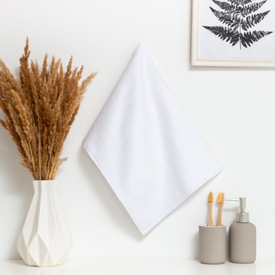 Полотенце махровое Этель цвет белый 30×60 см, 350 г/м², 70% хлопок, 30% бамбук