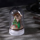 УЦЕНКА Светодиодная фигура под куполом «Дом и ёлка» 6×9.5×6 см, дерево, от батареек LR1130×3, свечение тёплое белое 9458026