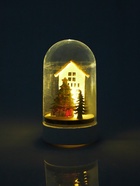 УЦЕНКА Светодиодная фигура под куполом «Дом и ёлка» 6×9.5×6 см, дерево, от батареек LR1130×3, свечение тёплое белое 9458026