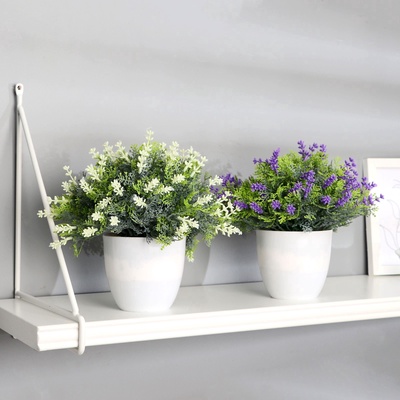 Искусственный цветок в горшке «Эрика сизая», 22×19 см, МИКС