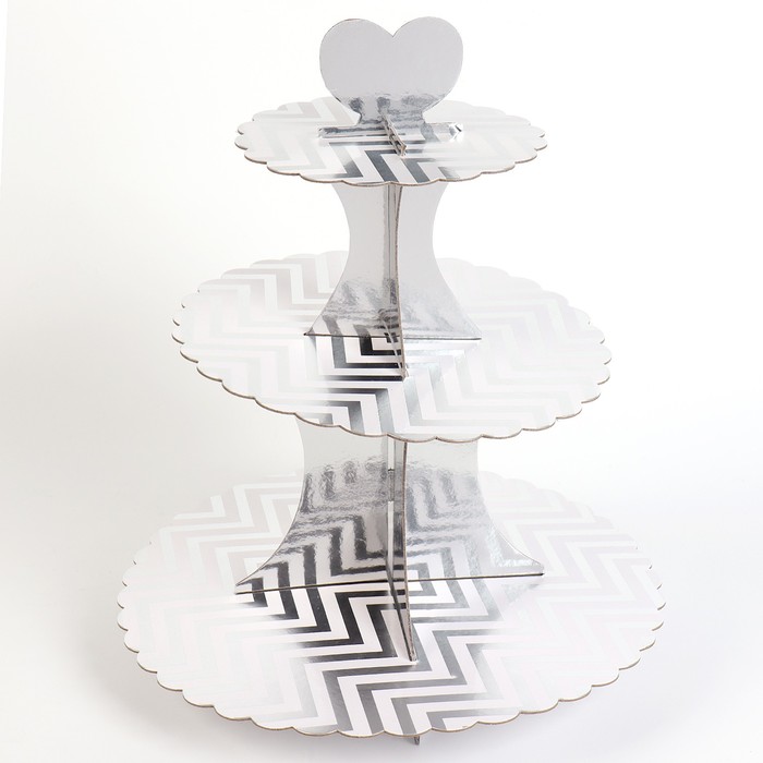 Подставка для пирожных «Зигзаги», серебро - Фото 1