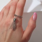 Кольцо «Цепь» с кисточкой, цвет серебро, безразмерное - Фото 2