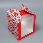Коробка под маленький торт, кондитерская упаковка, «Маки», 15 х 15 х 18 см - Фото 3