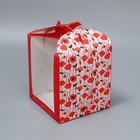 Коробка под маленький торт, кондитерская упаковка, «Маки», 15 х 15 х 18 см - Фото 4