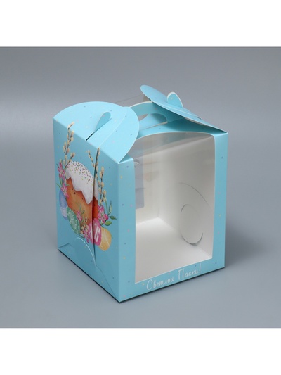 Коробка под маленький торт, кондитерская упаковка, «Пасха», 15×15×18 см