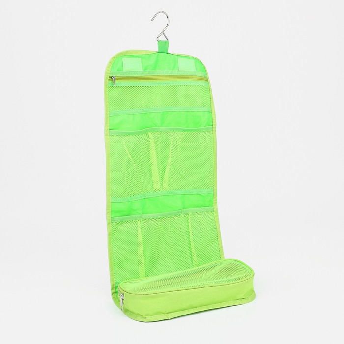 Косметичка-нессесер на молнии с крючком, цвет зелёный 32638