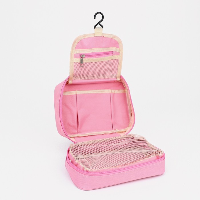 Косметичка-нессесер на молнии, с крючком, цвет светло-розовый 32639