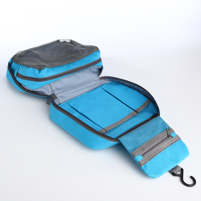 Косметичка-нессесер на молнии, с крючком, цвет голубой 32642