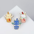 Набор значков (3 шт.) «Стаканчики» зверята, цветные в золоте - Фото 3