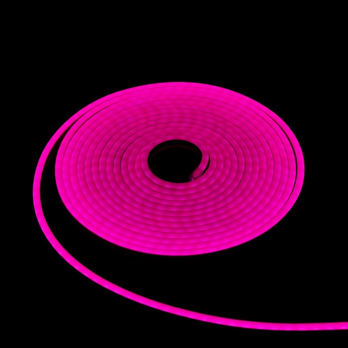 Гибкий неон Luazon Lighting 6 × 12 мм, IP65, 5 м, SMD2835, 120 LED/м, 12 В, свечение розовое - Фото 1