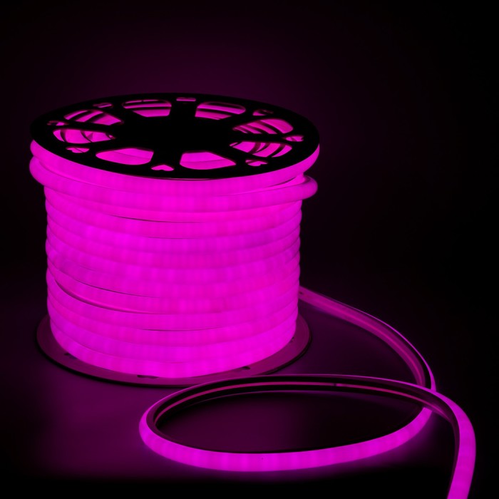 Гибкий неон Luazon Lighting 16 мм D-образный, IP65, 50 м, SMD2835, 120 LED/м, 220 В, свечение розовое - фото 1895865358