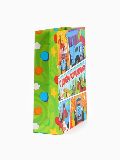 Пакет подарочный «С Днём рождения», Синий трактор, 31×40×11.5 см