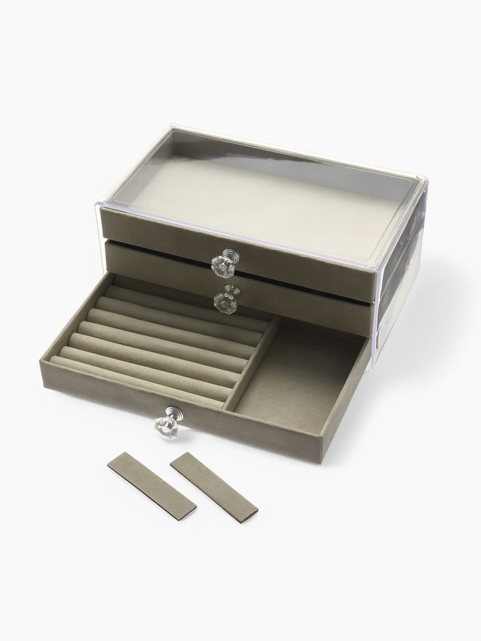 Шкатулка-органайзер для хранения украшений, 23.5×13×11 см, серая - Фото 1