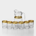 Набор питьевой с золотой каймой «Ампир», 7 предметов: кувшин 1,34 л, стаканы 250 мл, 6 шт - фото 9469376