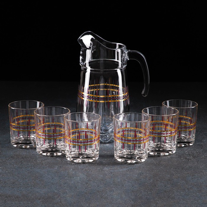 Набор питьевой «Мерцание», 7 предметов: кувшин 1,34 л, низкие стаканы 250 мл, 6 шт - Фото 1