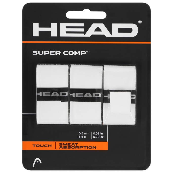 Намотка овергрип для теннисной ракетки Head Super Comp, 285088-WH, 0.5 мм, 3 шт., цвет белый - Фото 1