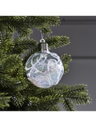 Ёлочный шар «Ледяной узор», 10 см, 1 LED, от батареек, свечение RGB - Фото 5