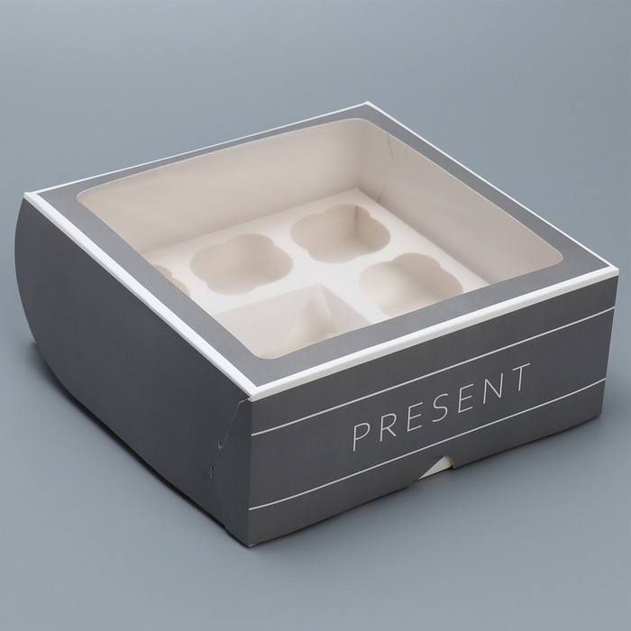 Коробка для капкейков кондитерская «Present», 25 х 25 х 10 см - Фото 1