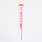 Дразнилка-удочка "Гусеница с перьями", ручка 49 см, розовая - фото 6777673