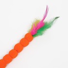 Дразнилка-удочка "Гусеница с перьями", ручка 65 см, фиолетовая/оранжевая - Фото 2