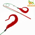 Дразнилка-удочка «Червячок на рыбалке» с бубенчиком, 30 см, красная - Фото 1