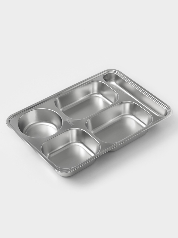 Поднос, 5 секций, 32×22×4 см, нержавеющая сталь, серебристый - Фото 1