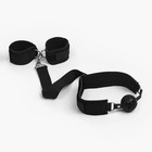 Кляп с наручниками, регулируемые ремни, неопрен, стропа, PVC, черный - Фото 2