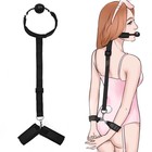 Кляп с наручниками, регулируемые ремни, неопрен, стропа, PVC, черный - Фото 5